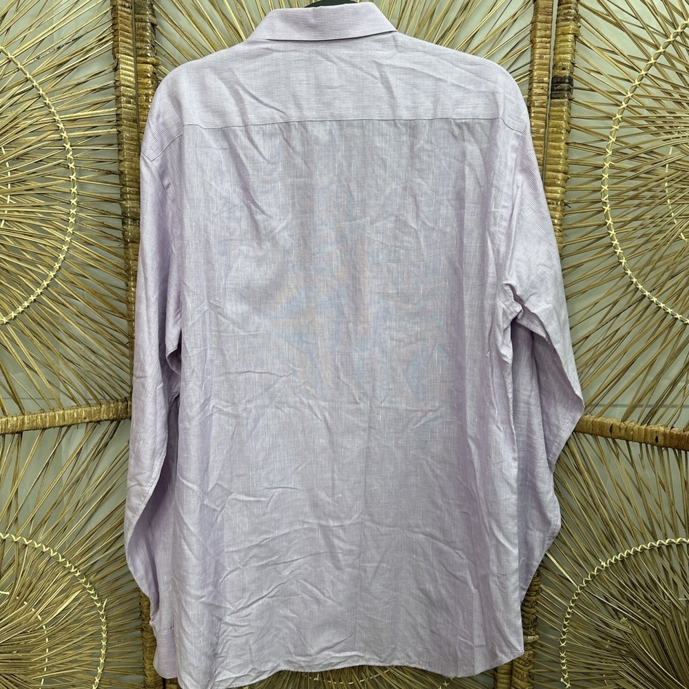 Armani Collection Sz Large 30% Linen‎  Button Up Purple Men's - Picture 5 of 7